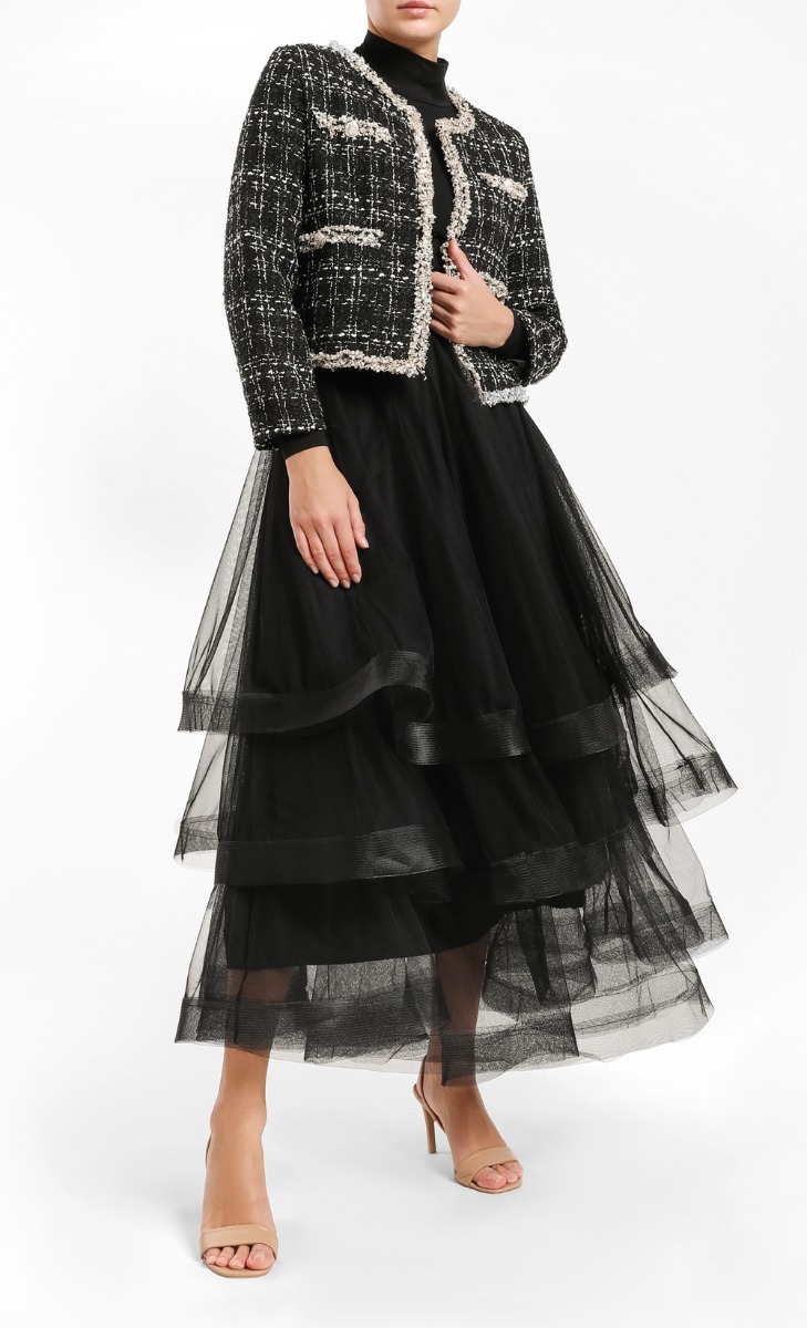 Layered Tulle Skirt in Black