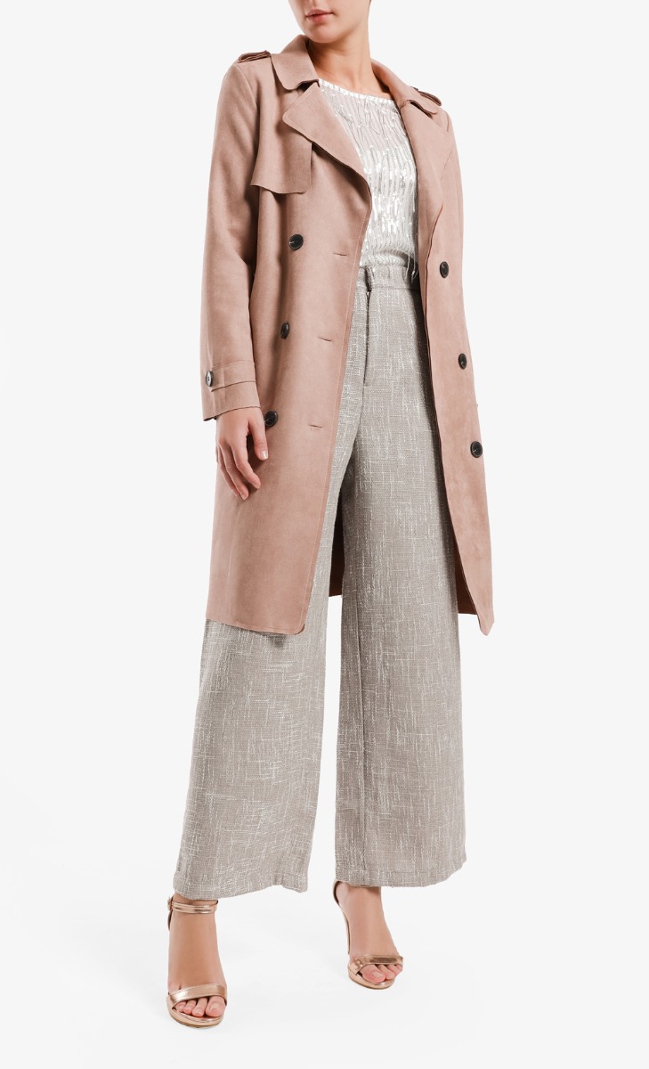 Long Trench Jacket in Light Brown