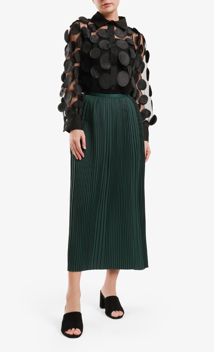 Pleated Mermaid Skirt in Emerald Green