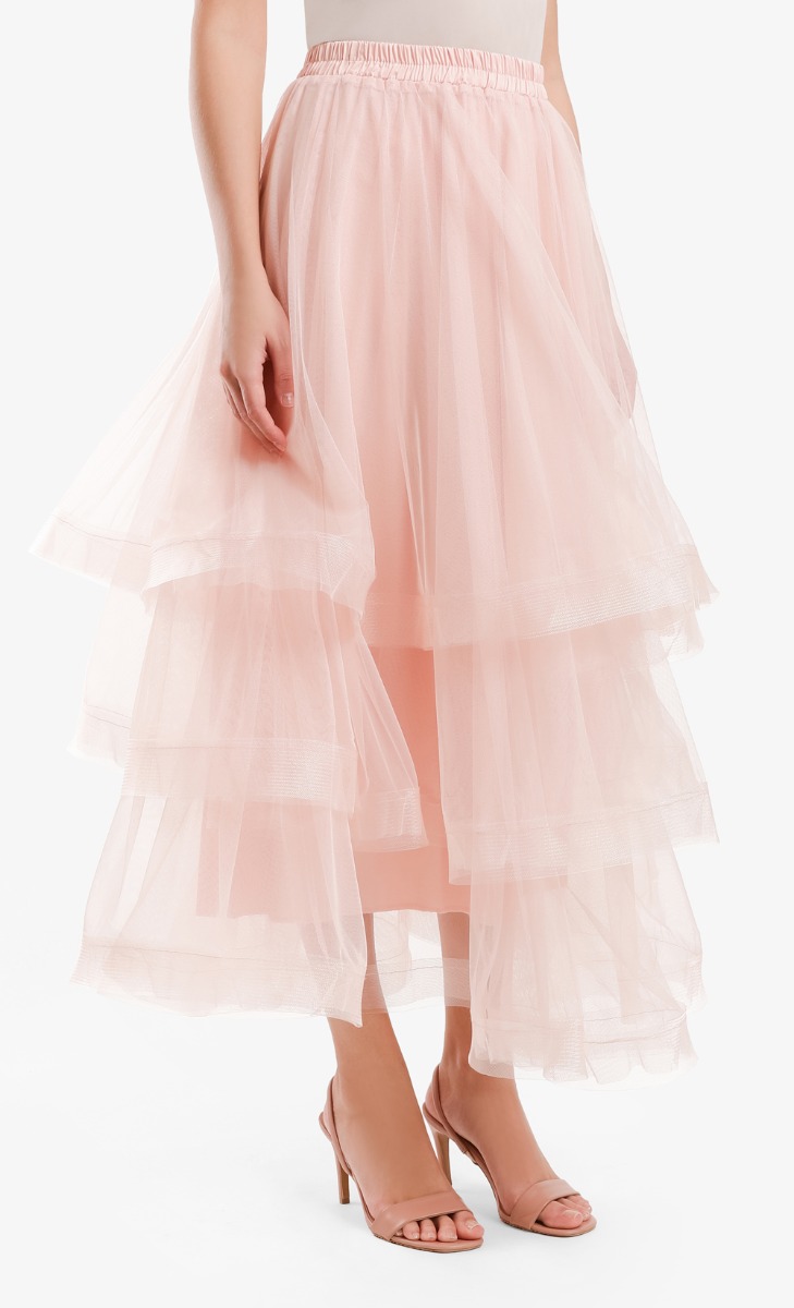 Layered Tulle Skirt in Peach Pink image 2