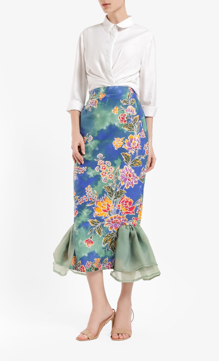 Evinha Skirt in Olive and Blue