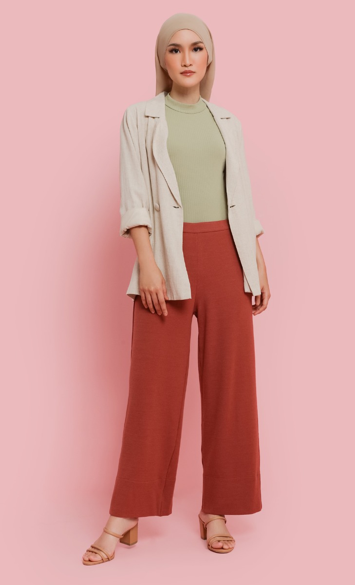 Ribbed Wide Leg Pants in Rose Pink image 2