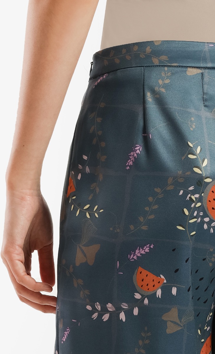 MANIS Wide Leg Pants in Dark Green Watermelon image 2