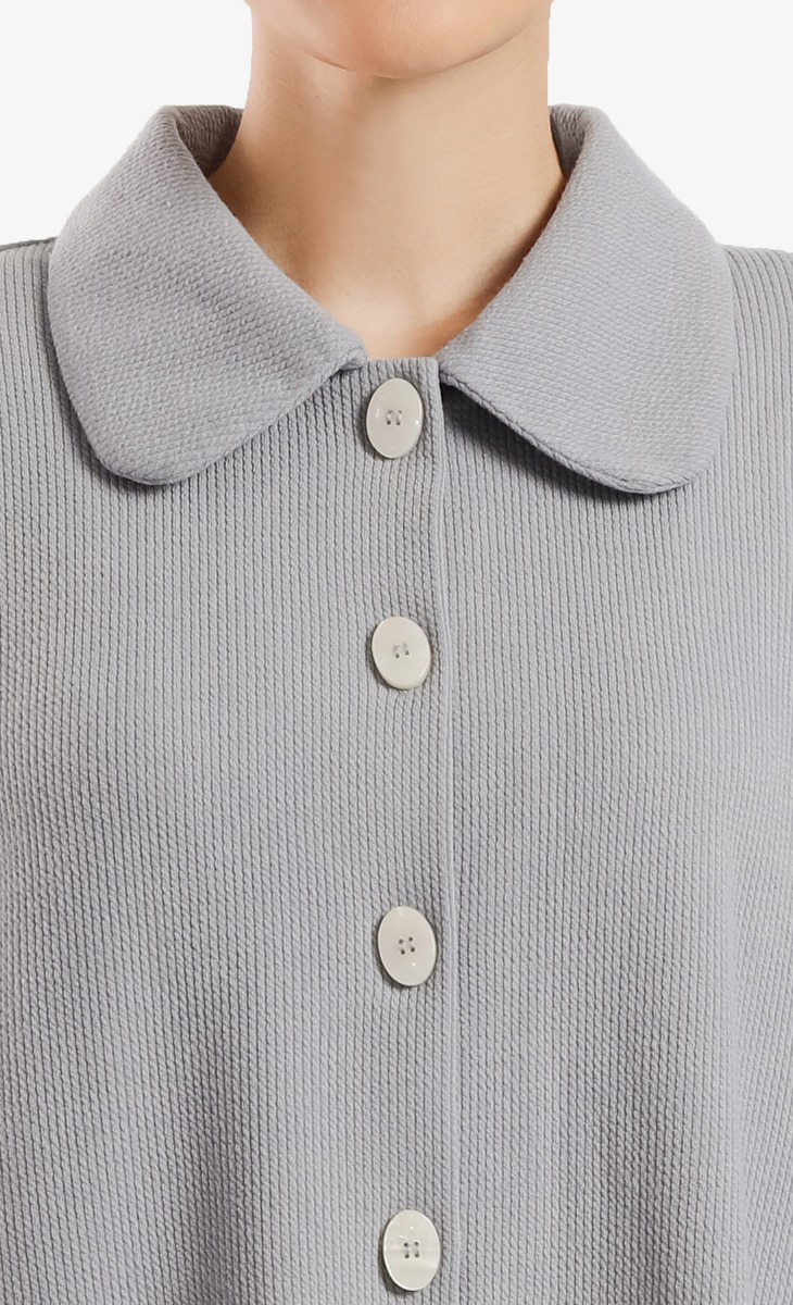 Collared Ribbed Top in Blue image 2