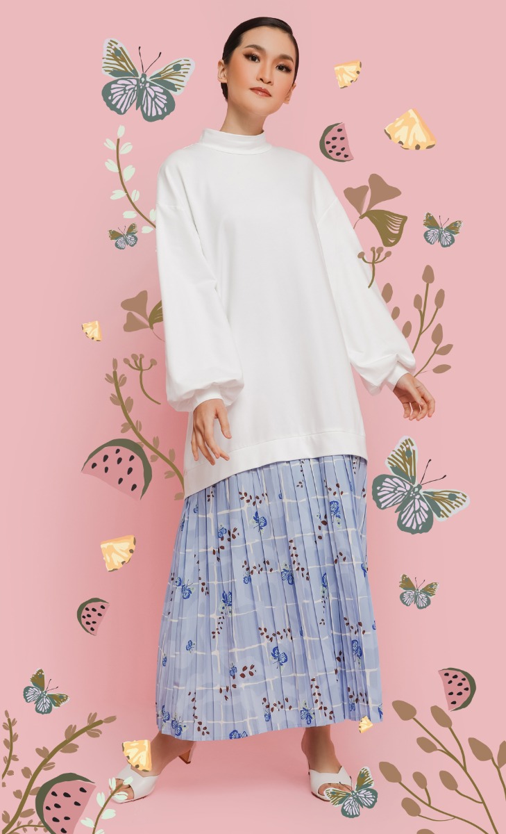 MANIS Pleated Jumper Dress in Blue Butterfly image 2