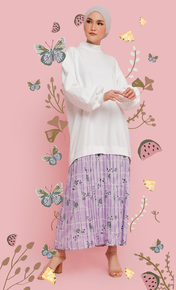 MANIS Pleated Jumper Dress in Lilac Butterfly