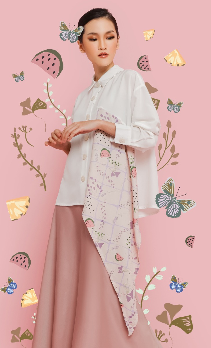 MANIS Asymmetrical Shirt in Dusty Pink Watermelon image 2