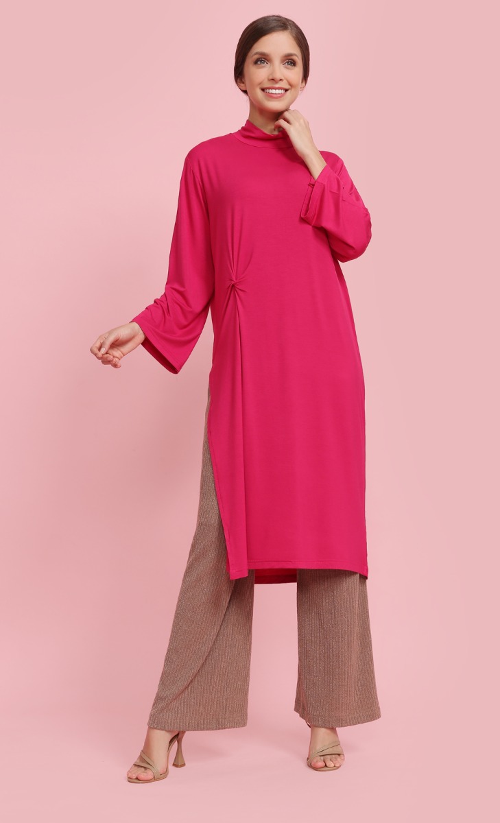 Knot Detail Tunic in Fuchsia
