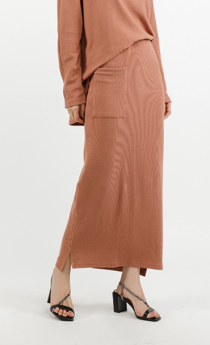 Comeback Ribbed Skirt in Sunkiss