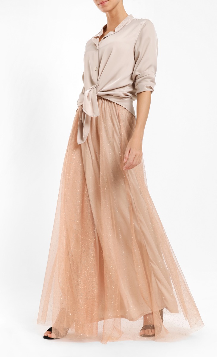 Zalia Glitter Skirt in Nude