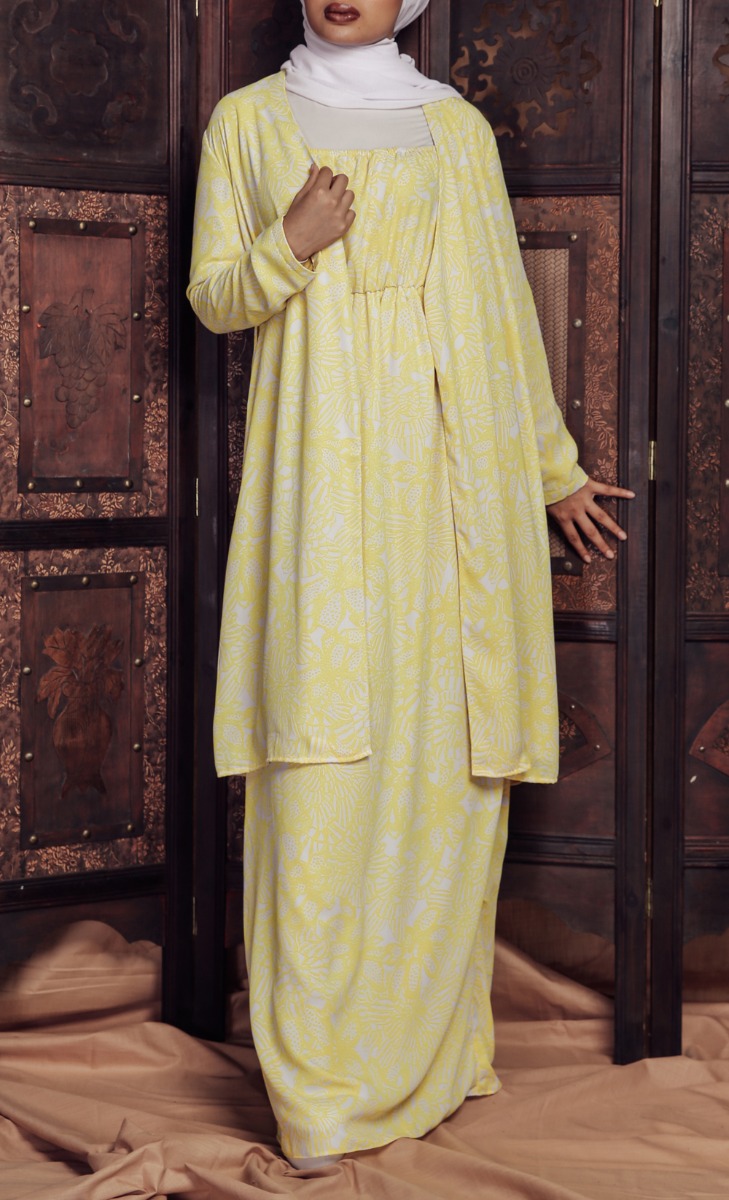 Rafflesia Dress and Cardigan Set in Multi