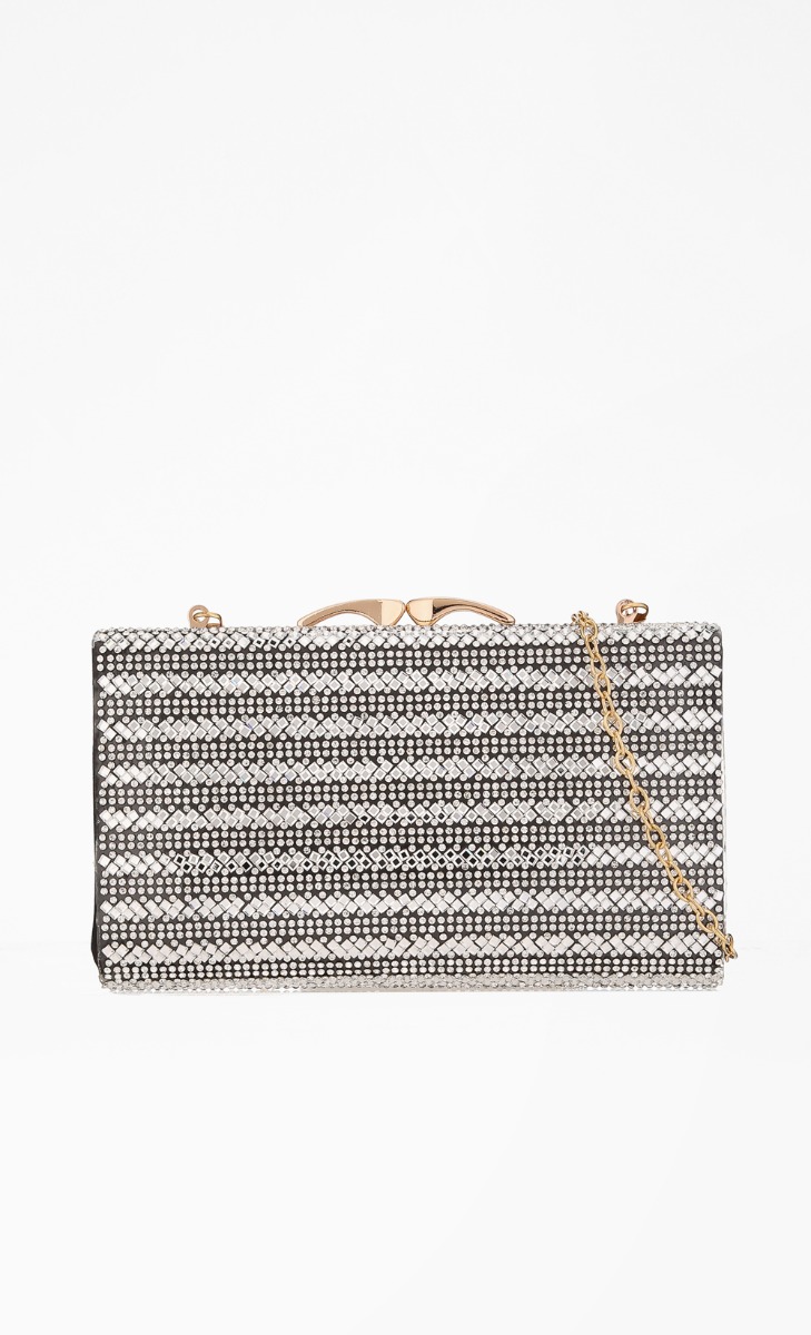 Cordelia Crystal Clutch in Silver