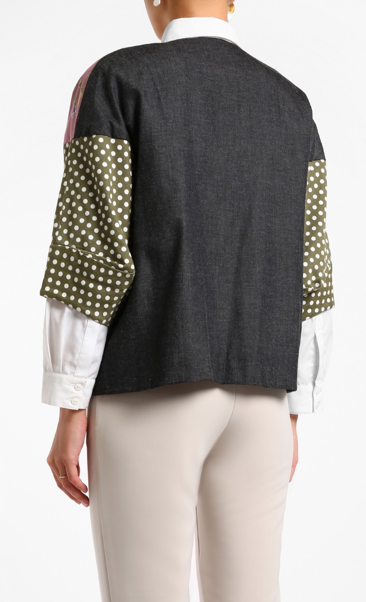 Batik Mix Polkadot Jacket Top in Pink image 2