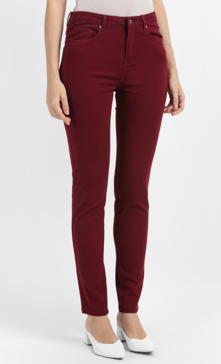 Sofhea Skinny Jeans in Dark Maroon image 2