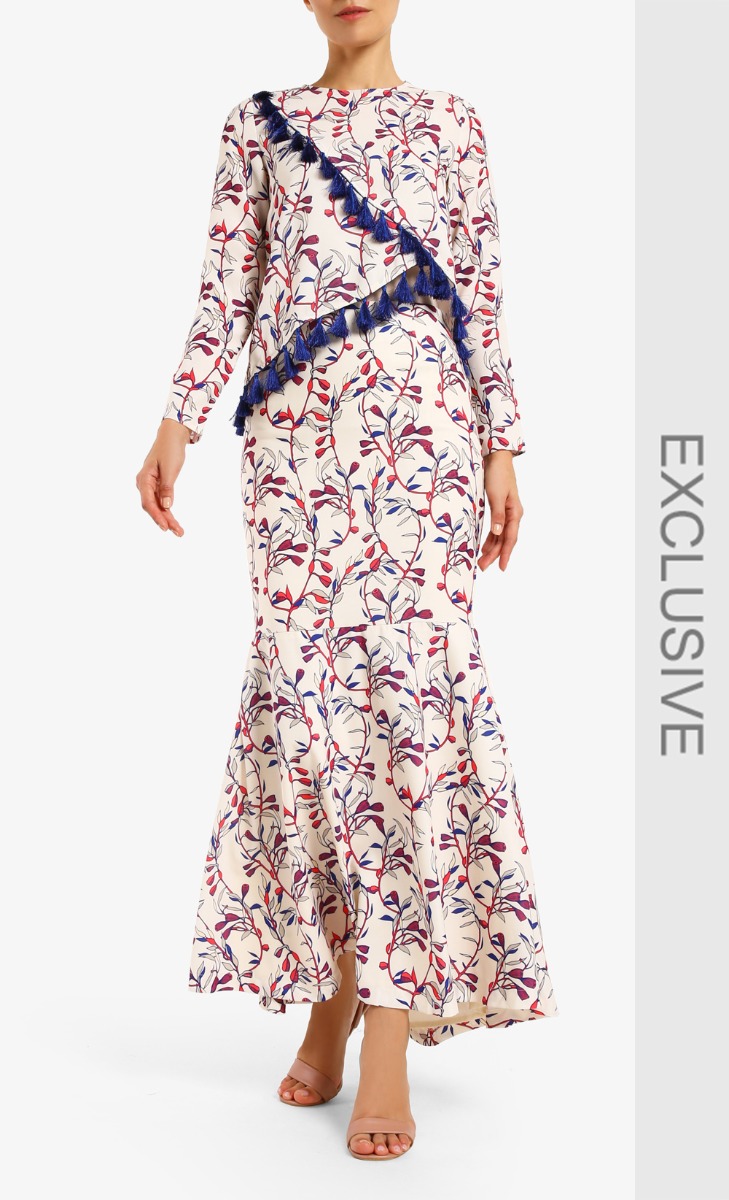 Rin Mermaid Skirt in Beige & Pink