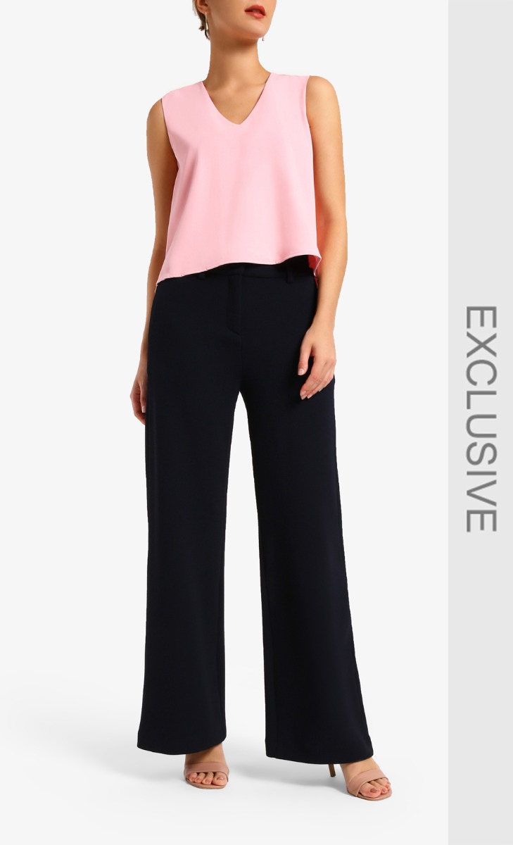 V-Neck Ribbon Top in Peach