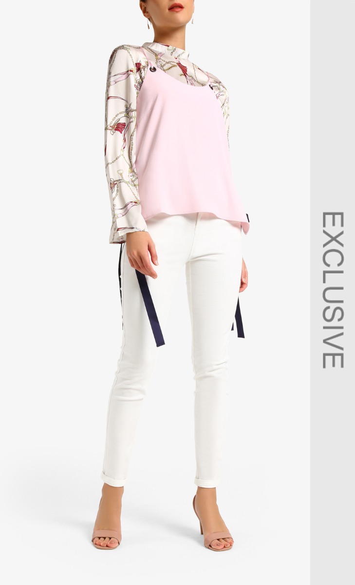 Rivet Ribbon Tie Cami in Dusty Pink 