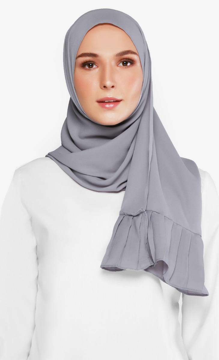 Larsa Pleated Chiffon Scarf in Glacier
