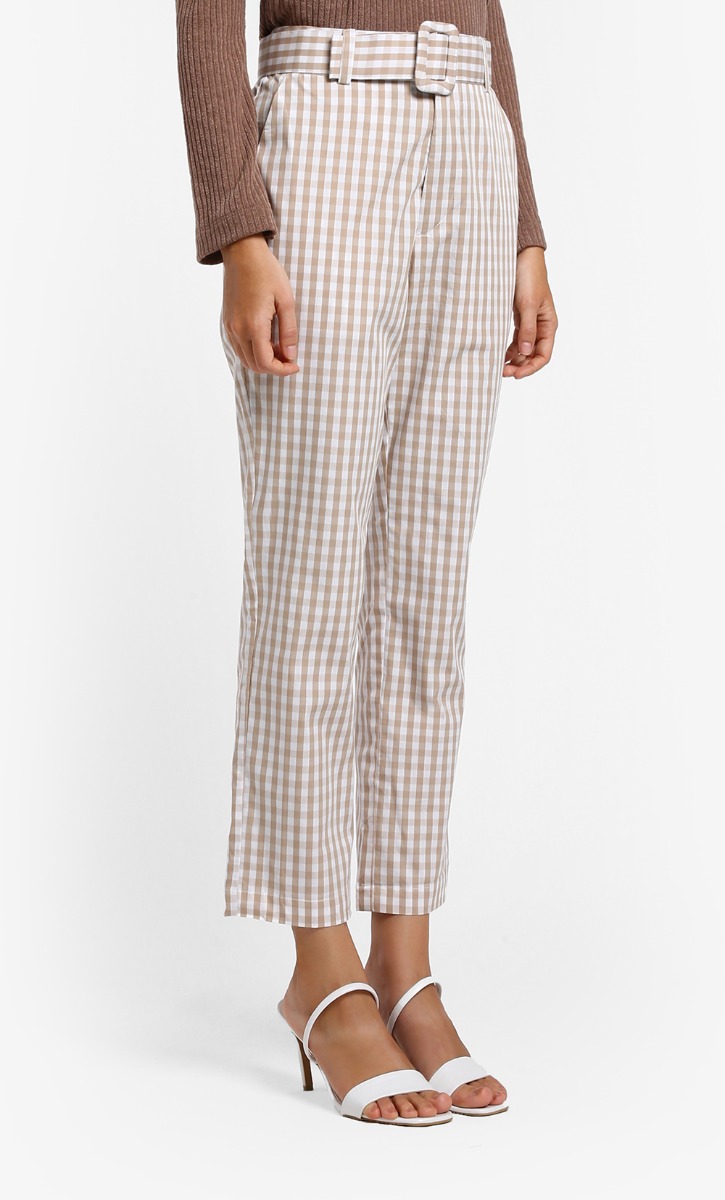 Khloe Trousers in Cashews Check image 2