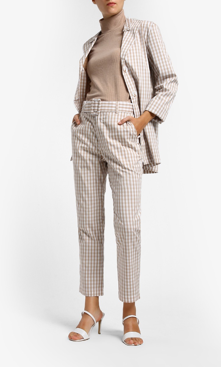 Kylie Blazer in Cashews Check