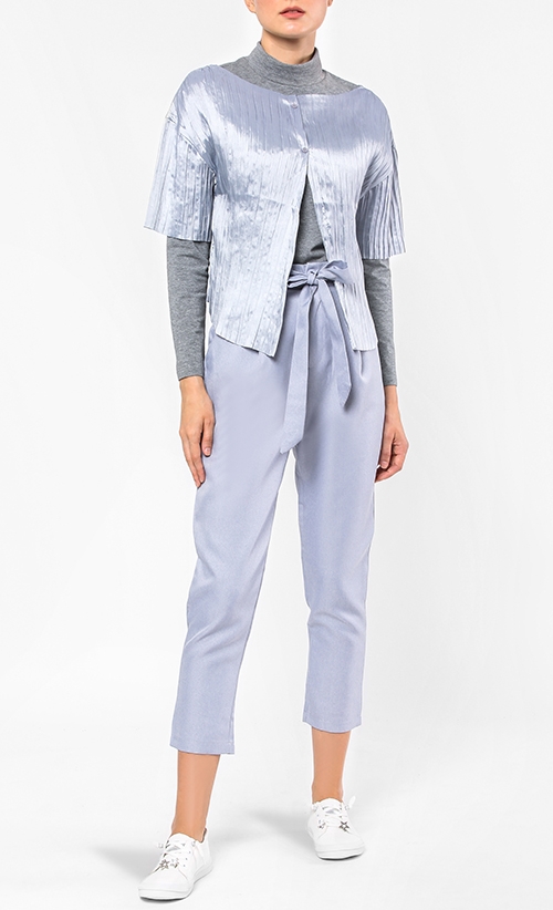 Rhea Bow Belt Trousers in Blue