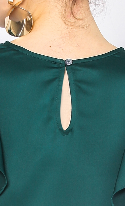 Harper Ruffled Blouse in Emerald Green | FashionValet
