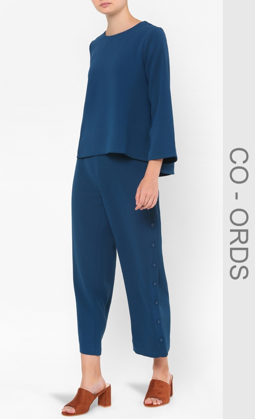 Milana Side Button Bottom in Dark Blue