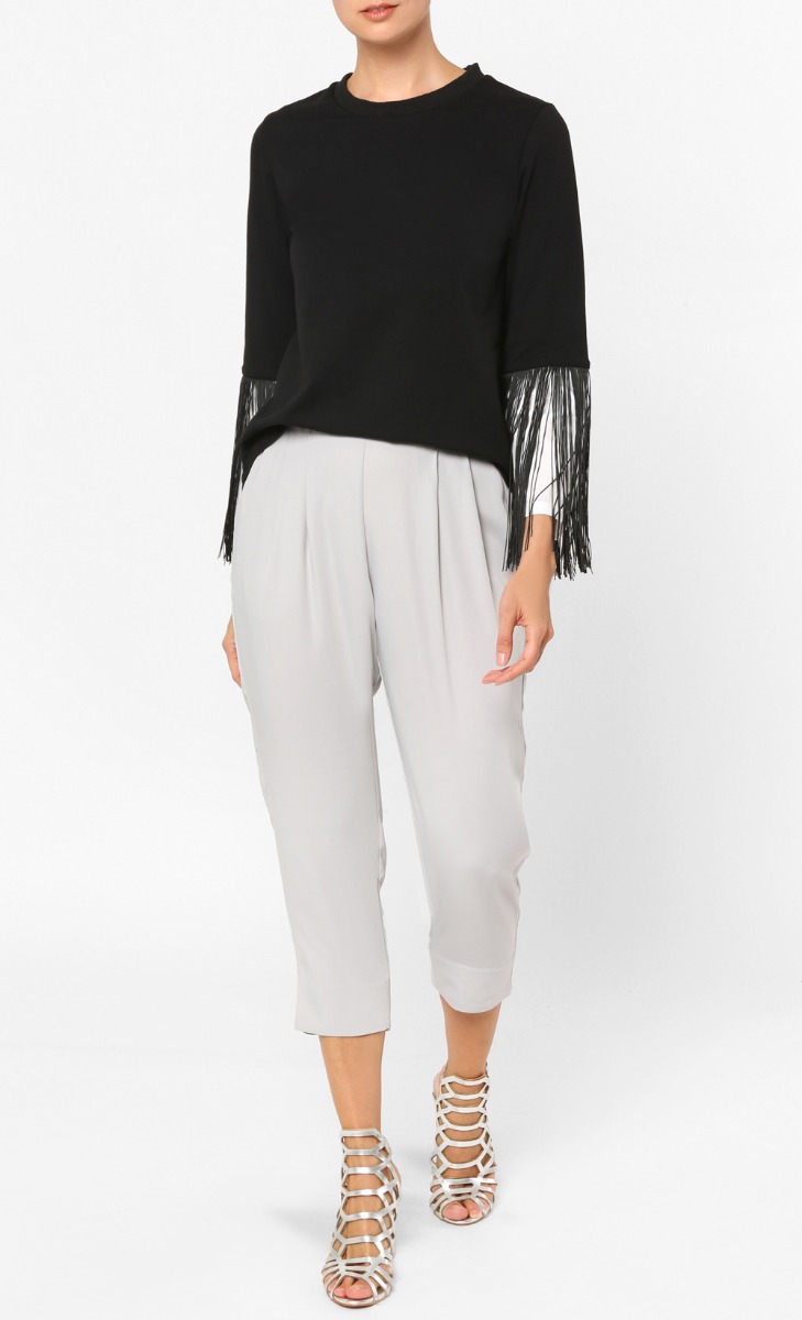 Zuri Fringe Jumper in Black