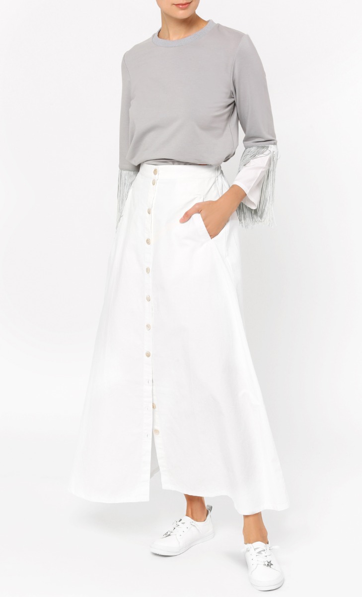 Zuri Fringe Jumper in Grey