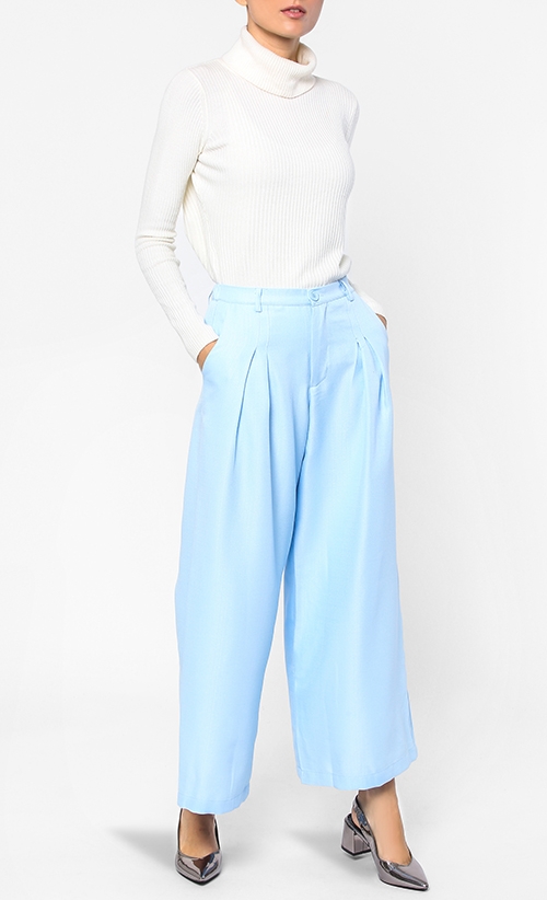 Mieko Pleat Palazzo In Light Blue