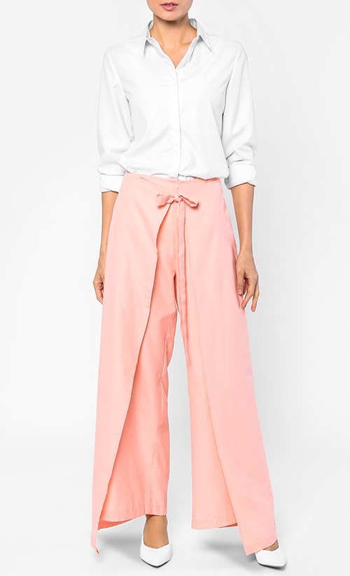 Miyo Knot Wrapped Palazzo In Peach