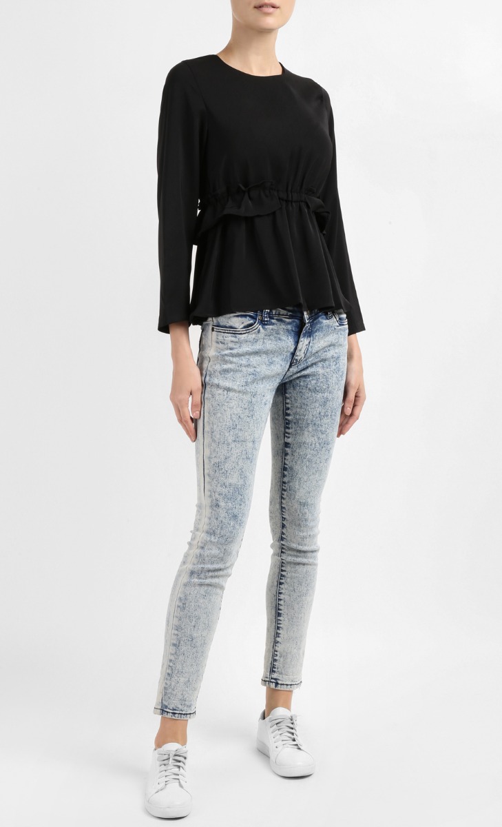 Elica Ruffles Waist Blouse in Black 