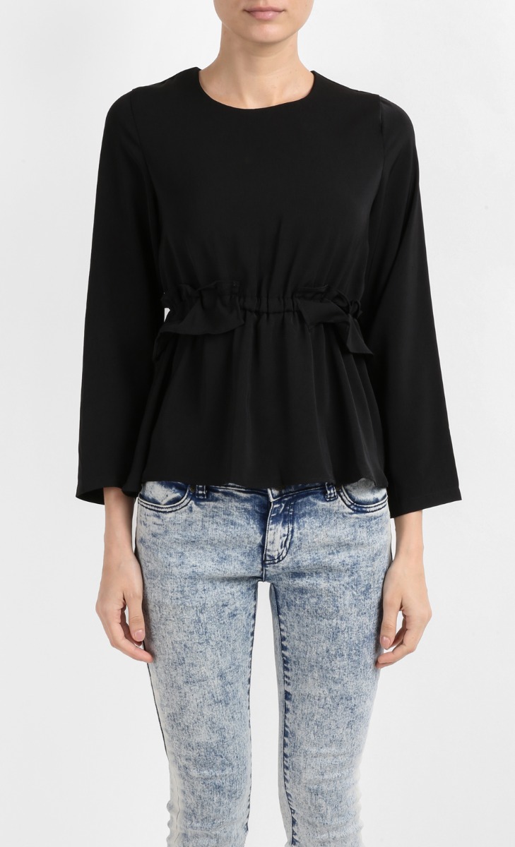 Elica Ruffles Waist Blouse in Black  image 2