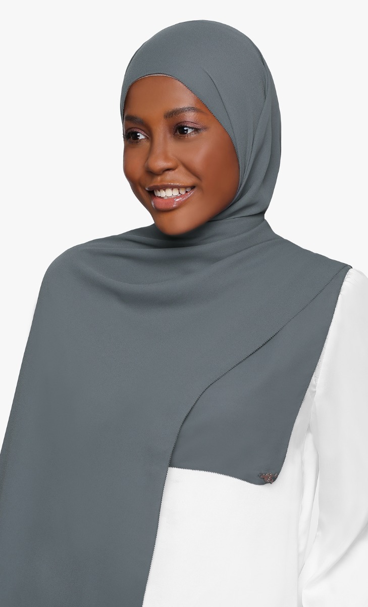 Chiffon Crepe Shawl with nanotechnology in Black Coffee