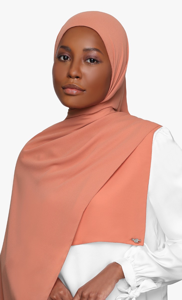 Chiffon Crepe Shawl with nanotechnology in Tangerine Dream