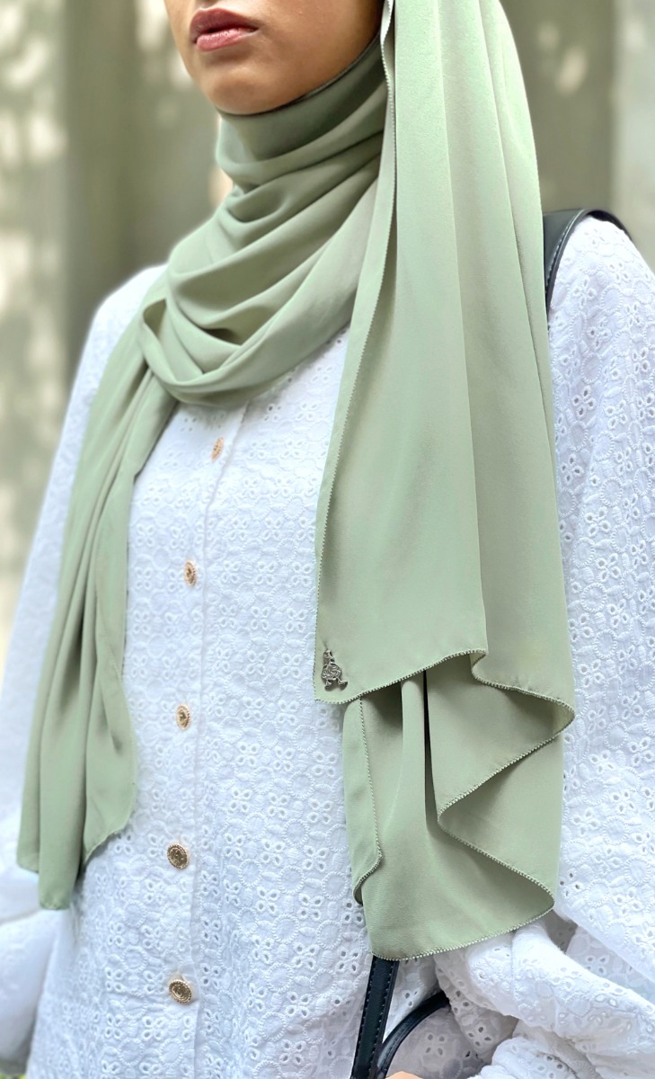 Chiffon Crepe Shawl with nanotechnology in Matcha Latte