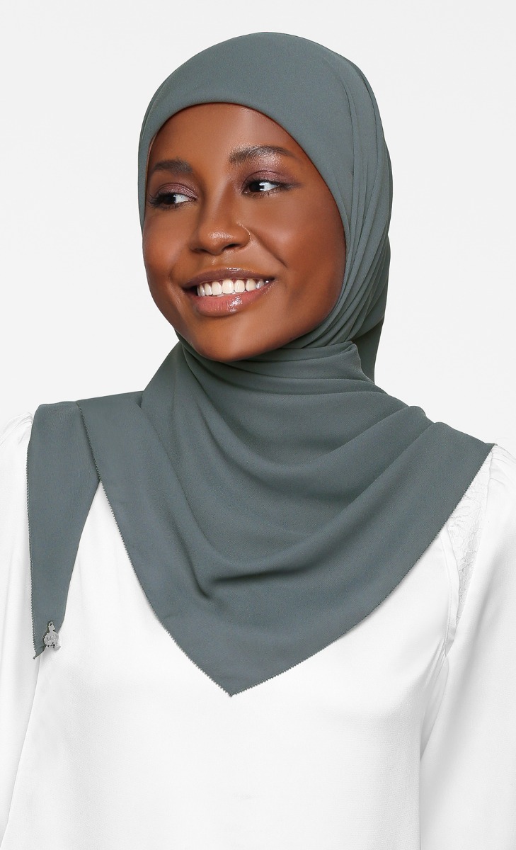 Chiffon Crepe Square Scarf with nanotechnology in Black Coffee