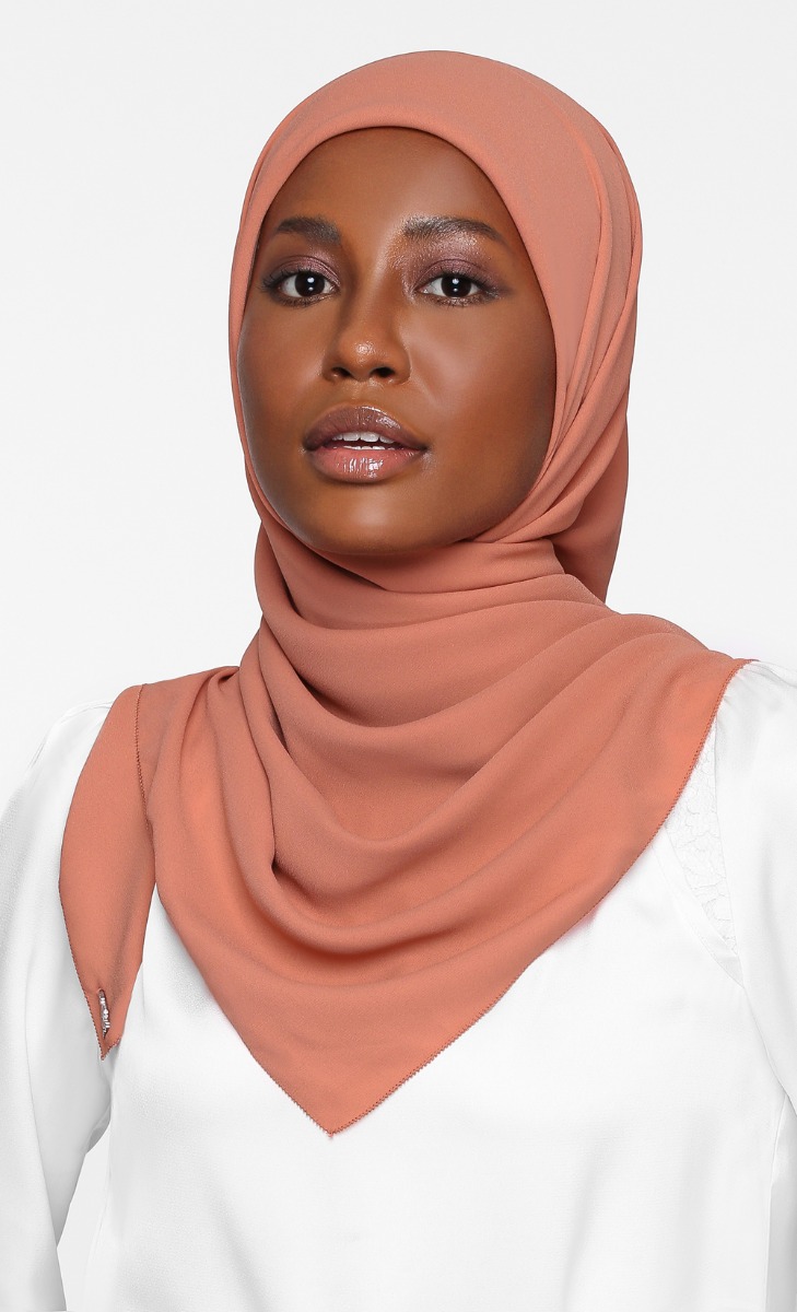 Chiffon Crepe Square Scarf with nanotechnology in Tangerine Dream