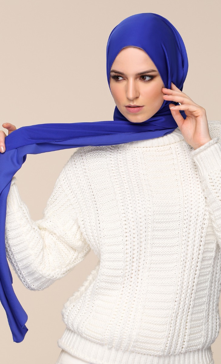 Matte Satin Silk Scarf in Atlantis