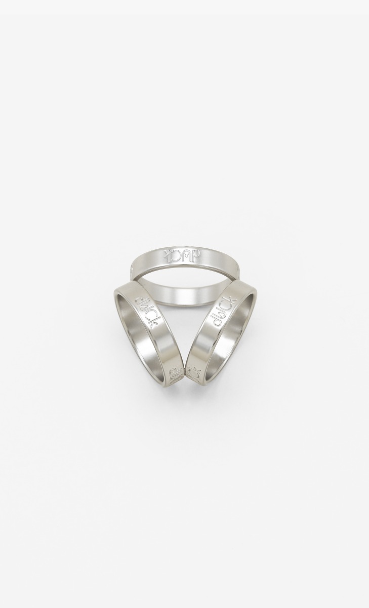Trio Matte Scarf Ring - Silver