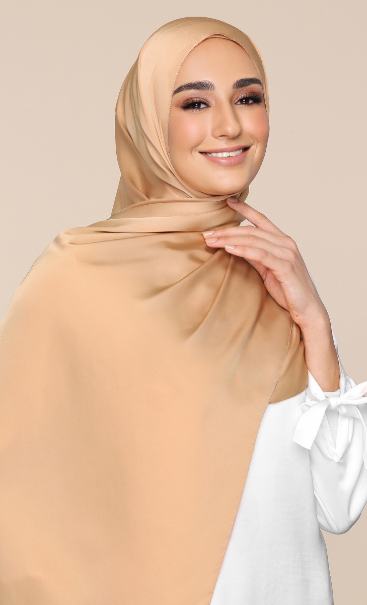 Satin Silk Shawl with Nanotechnology in Honey Bunny