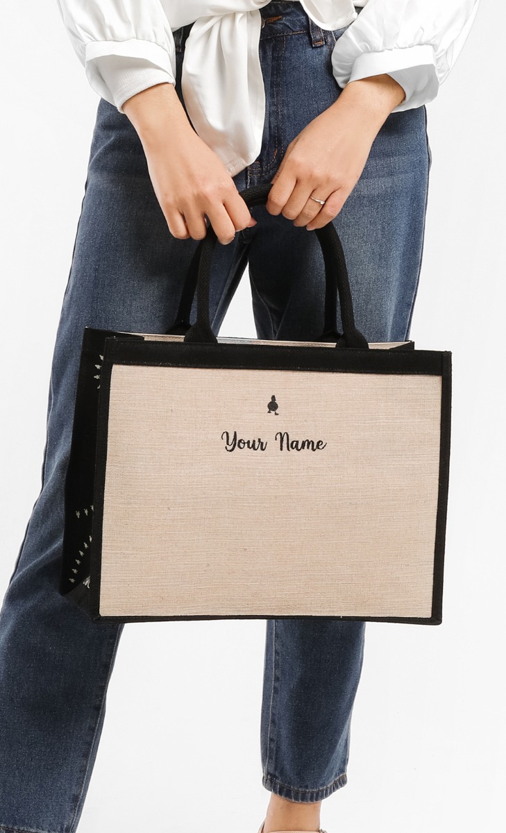 The dUCk Mini Shopping Bag (with Pocket) - Classic Brown (Personalise It) image 2