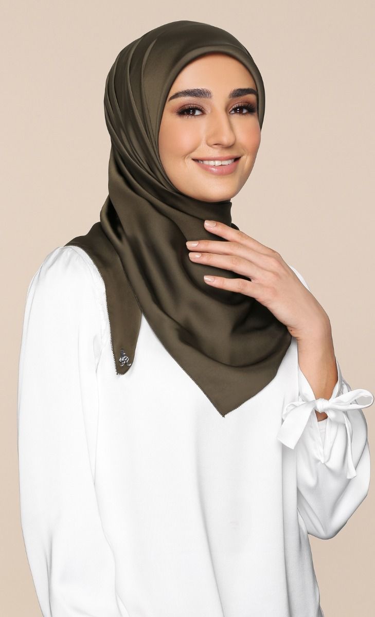 Starter Kit - Satin Silk Square Scarf with Nanotechnology in Roast Coffee image 2