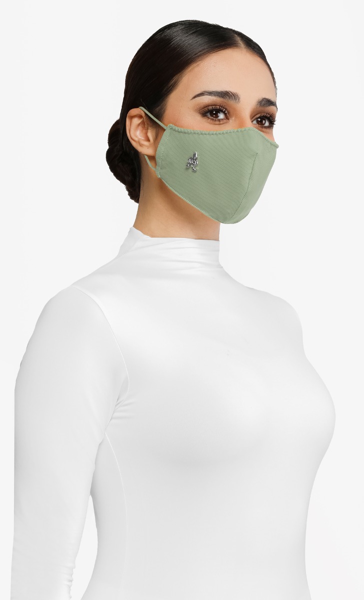 Textured Jersey Face Mask (Ear-loop) with nanotechnology in Wasabi