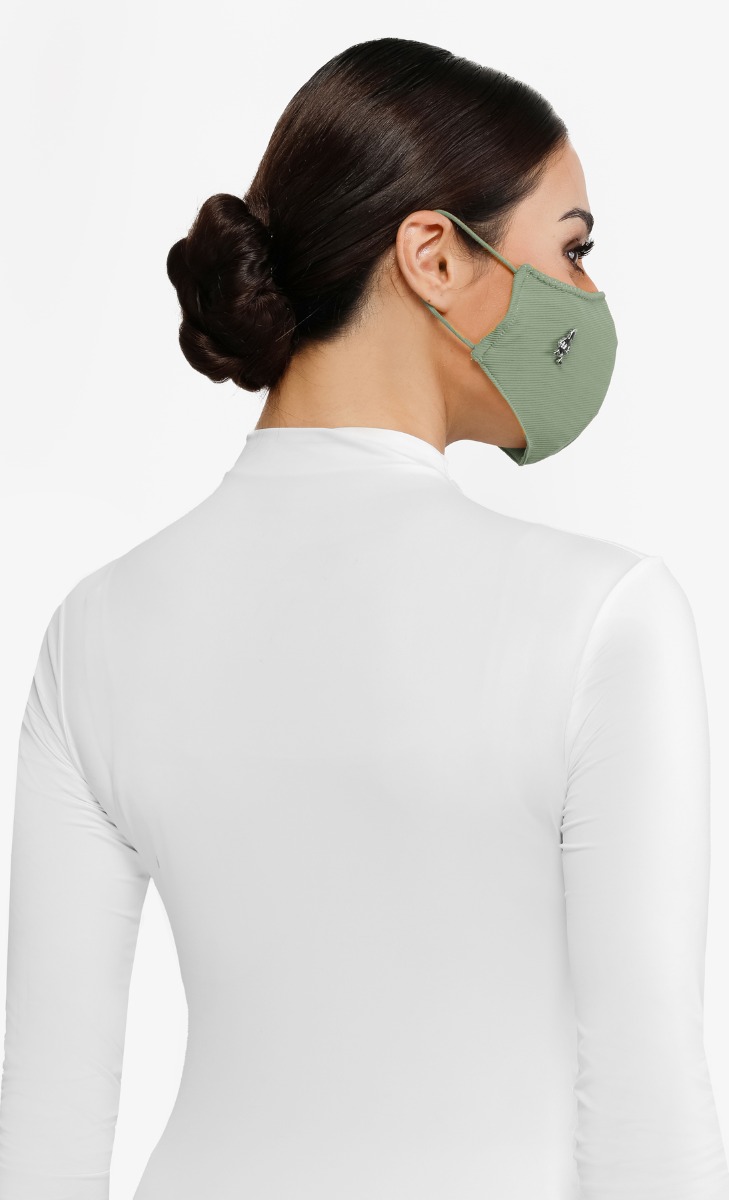 Textured Jersey Face Mask (Ear-loop) with nanotechnology in Wasabi image 2