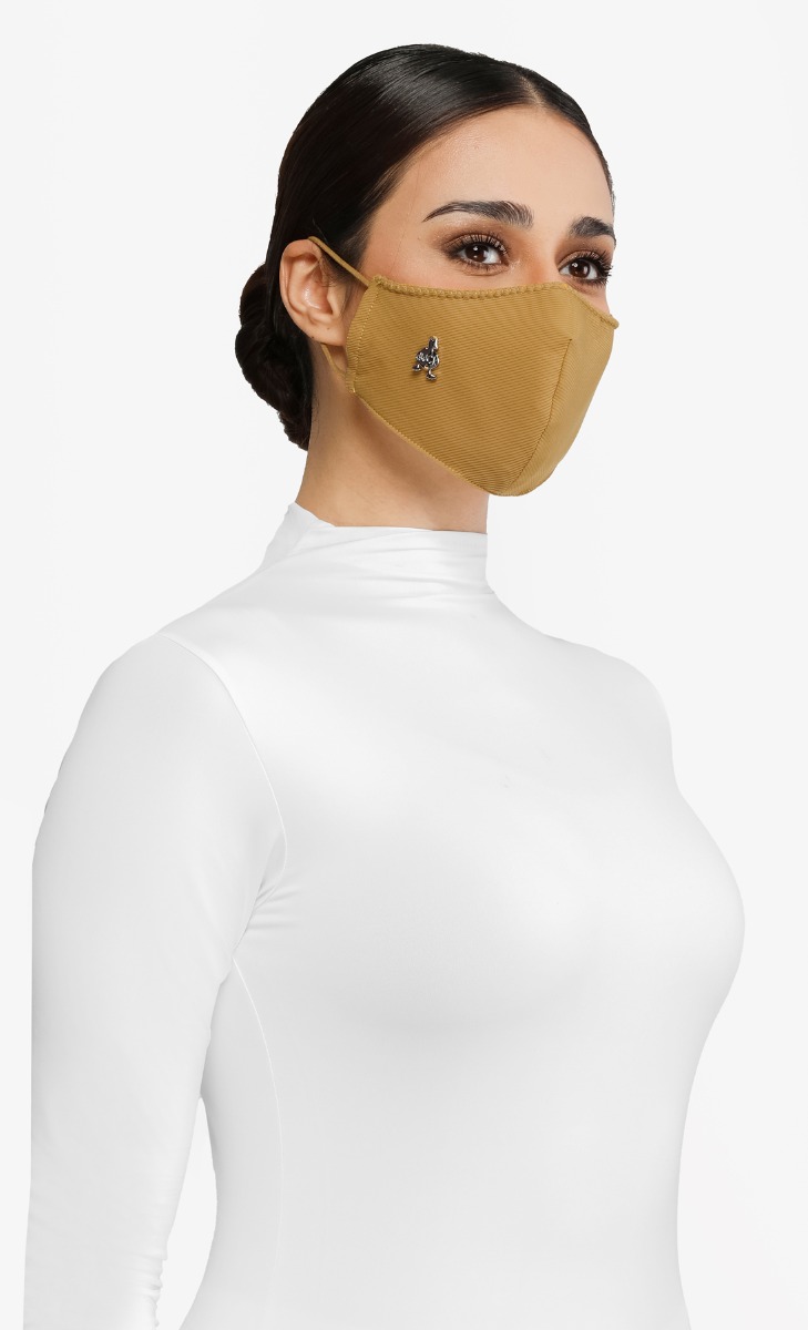 Textured Jersey Face Mask (Ear-loop) with nanotechnology in Honey Kiwi