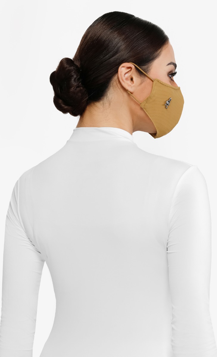 Textured Jersey Face Mask (Ear-loop) with nanotechnology in Honey Kiwi image 2