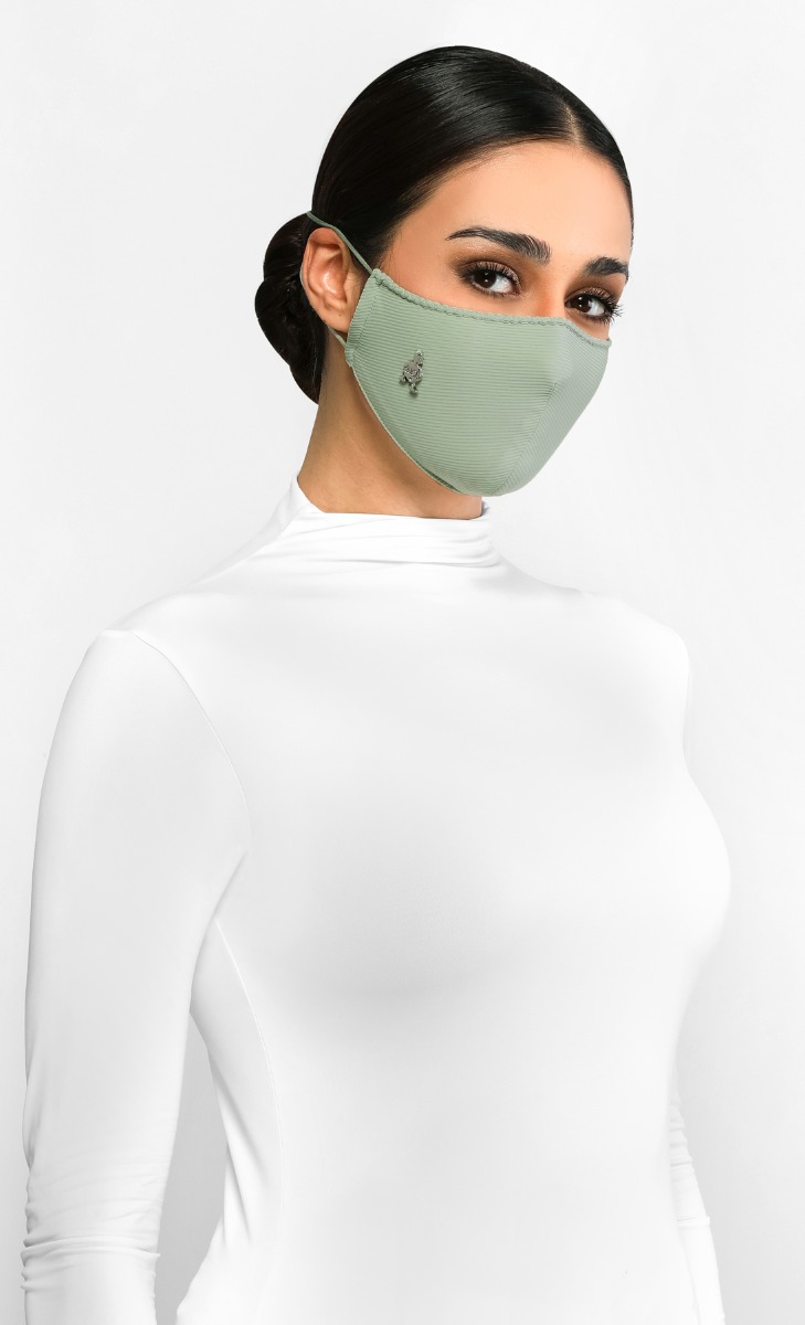 Textured Jersey Face Mask (Head-loop) with nanotechnology in Wasabi
