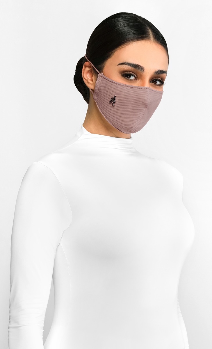 Textured Jersey Face Mask (Head-loop) with nanotechnology in Rose Tart