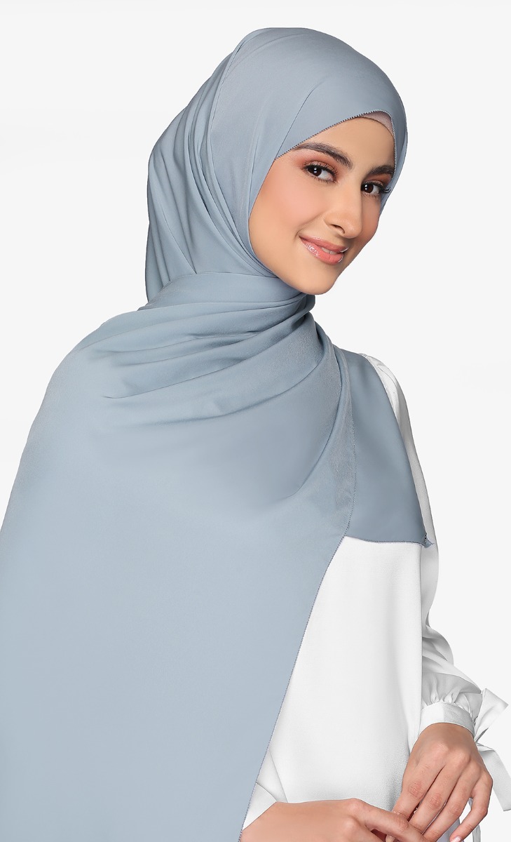 Matte Satin Silk Shawl with nanotechnology in Smoky